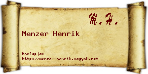 Menzer Henrik névjegykártya